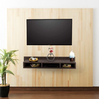 Furnifry Wooden Wall Mounted TV Stand Media, Entertainment Center with Cabinet Doors, Console Table & Decorative Objects with Storage for Living Room Engineered Wood TV Entertainment Unit(Finish Color - Wenge, DIY(Do-It-Yourself))