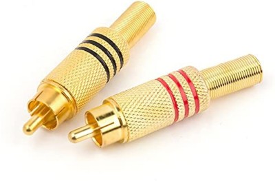 ERHIndia  TV-out Cable (Pack of 1 Pair) AV Pin RCA Pin Male Audio Video RCA Pin Male Connector for Stereo Cable Audio Video Jack Adapter Gold Plated Pair AV Pin Male Connector Speaker Connector Pin(Golden, For Home Theater)