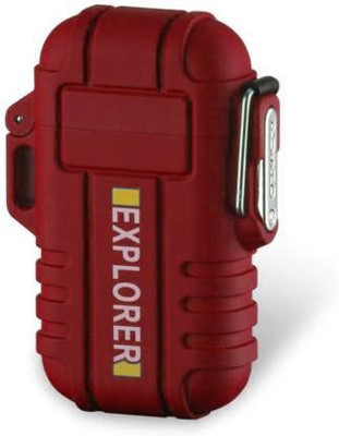 Marvel Explorer Waterproof Protective Case Electronic USB Plasma Double Arc Rechargeable Cigarette Lighter E_USB Lighter Cigarette Lighter(Red)