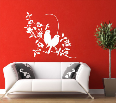 StickerYard 50 cm White Branch Bird Art Self Adhesive Sticker(Pack of 1)