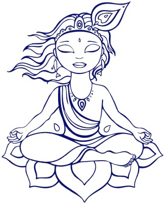 StickerYard 58 cm Meditating Krishna Self Adhesive Sticker(Pack of 1)