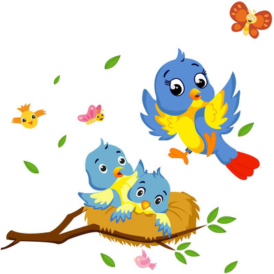 StickerYard 66.04 cm Birds On Nest Self Adhesive Sticker(Pack of 1)