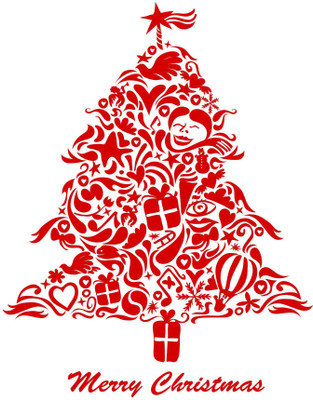 StickerYard 58 cm Christmas Red Tree Self Adhesive Sticker(Pack of 1)