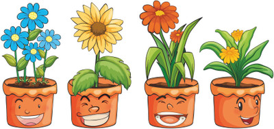 StickerYard 25 cm Funny Smiley Pot Self Adhesive Sticker(Pack of 1)
