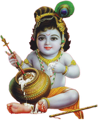 StickerYard 58 cm Cute Bal Krishna Self Adhesive Sticker(Pack of 1)