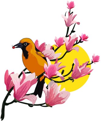 StickerYard 58 cm Beautiful Bird On Branch Self Adhesive Sticker(Pack of 1)