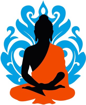 StickerYard 58 cm Orange Buddha Self Adhesive Sticker(Pack of 1)