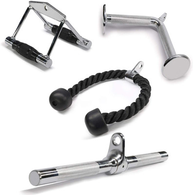 MTU ONLINE STORE LAT Pull Down Attachment. D Handle, V-Shaped Bar, Tricep Rope, Straight Bar Multi-training Bar(Silver)
