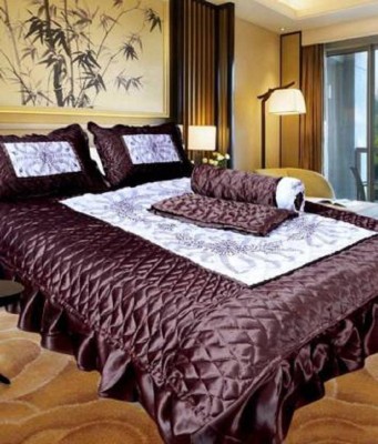 SOLAXO Satin Double King Sized Bedding Set(Brown)