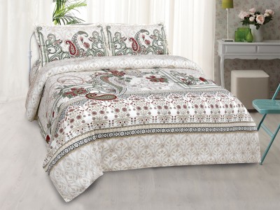 PINK CITY FAB CREATION 280 TC Cotton King Floral Flat Bedsheet(Pack of 1, Beige)