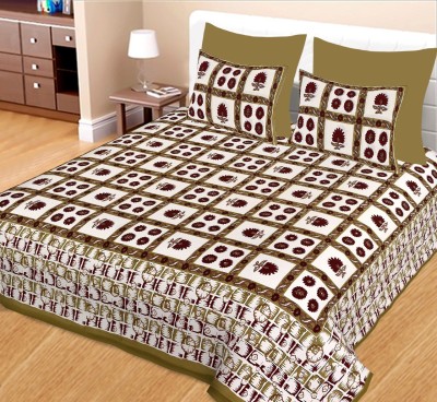 J.K.ENTERPRISES 240 TC Cotton King Printed Flat Bedsheet(Pack of 1, Multicolor)