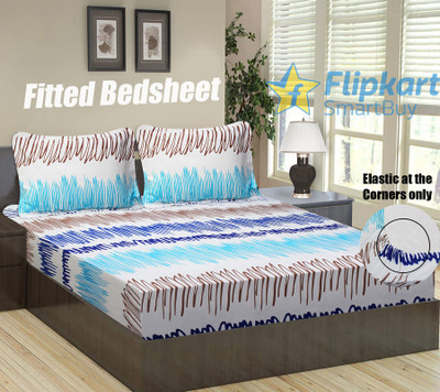 Flipkart SmartBuy 144 TC Microfiber Double Abstract Fitted (Elastic) Bedsheet(Pack of 1, Multicolor)