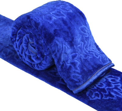 Guru Kripa Floral Double Mink Blanket for  Heavy Winter(Microfiber, Blue)