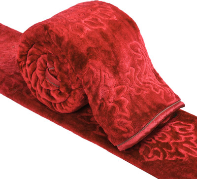 Guru Kripa Floral Double Mink Blanket for  Heavy Winter(Microfiber, Red)