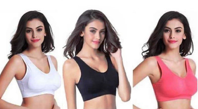 JNC Fashion Girls Sports Non Padded Bra(White, Black, Pink)