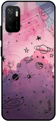 QRIOH Glass Back Cover for Poco M3 Pro(Multicolor, Grip Case, Silicon, Pack of: 1)