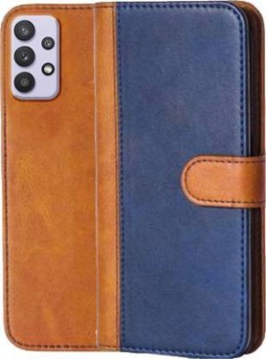 Flospy Flip Cover for Samsung Galaxy M32 5G(Blue, Brown, Shock Proof, Pack of: 1)