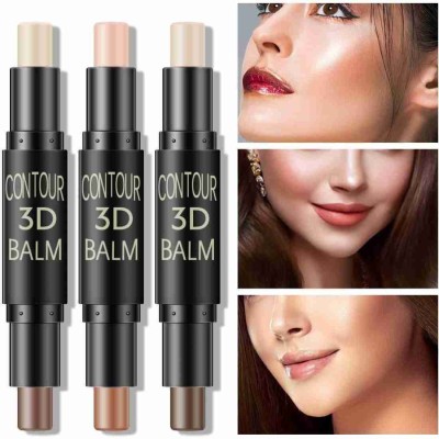 SKYBOAT FACE GLOW 2 IN 1 WATERPROOF 3D BALM CONTOUR HIGHLIGHTER CONCEALER STICK (3pc) Concealer(SKIN COLOR, 6.2 g)