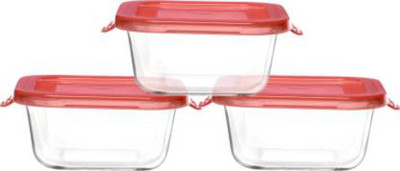 Flipkart SmartBuy Glass Utility Container  - 550 ml(Pack of 3, Red)