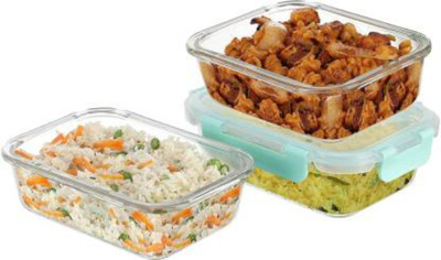 Flipkart SmartBuy Glass Utility Container  - 640 ml(Pack of 3, Blue)