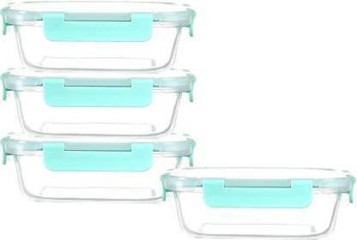 Flipkart SmartBuy Glass Utility Container  - 1050 ml(Pack of 4, Blue)