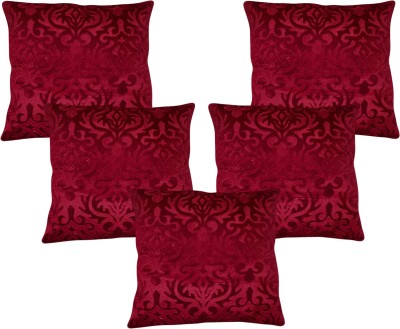 Monk Matters Velvet Cushions Cover(Pack of 5, 40.64 cm*40.64 cm, Maroon)