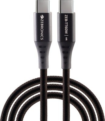 ZEBRONICS USB Type C Cable 1.5 m Zeb Tt60M(Compatible with Phones Supporting Type C Charging, Black, One Cable)