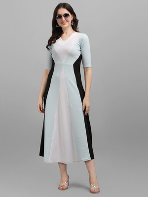 PURVAJA Women Empire Waist Multicolor Maxi/Full Length Dress