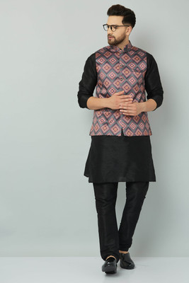 kaifoo Men Kurta Churidar Ethnic Jacket Set