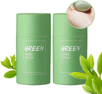 tanvi27 Natural Green Tea Mask Stick Deep Cleansing Oil Control Moisturizing Lazy Solid Mask pack of 2(80 g)