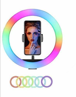 TECHEL RGB Ring Light with Mini Tripod Stand LED Dimmable with 21 Colours and Shutter for Live Stream for YouTube, Makeup, Photography, Video Shooting, Light for Reels, Vigo, Studio Lighting, TIK Tok Videos Ring Flash Ring Flash(Multicolor)