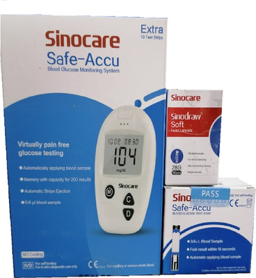 Sinocare Safe-Accu Glucometer(Blue, White)