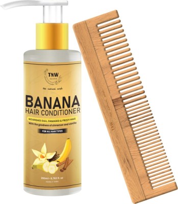 TNW - The Natural Wash Banana Conditioner 200 ml, For Dry, Dull and Frizzy Hair With Benefits Of Pure Banana, Cinnamon & Vanilla Liquid Fruit Formulation For Women & Men with Neem Comb(2 Items in the set)