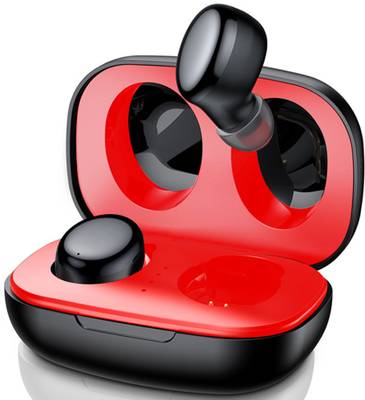 TECHFIRE Moonwalk TWS Mini in Ear True Wireless Bluetooth Earbuds withmic Bluetooth Headset  (Red, True Wireless)