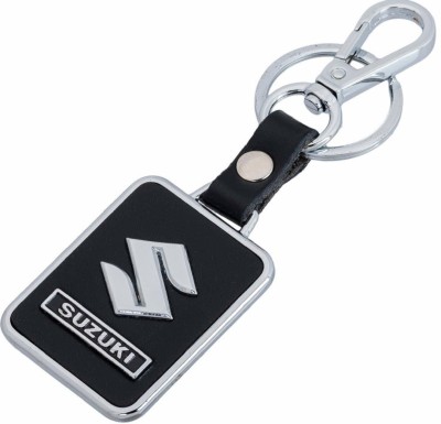 MAG BEE Maruti Suzuki Car Logo Leather-Metallic Locking Keychain Carabiner (Black) Key Chain