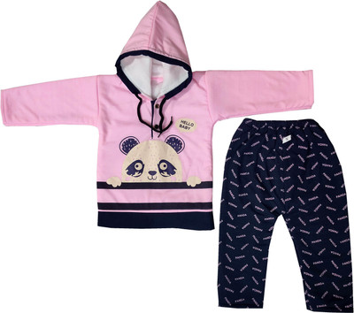 Siddhi Enterprises Baby Boys & Baby Girls Casual T-shirt Pyjama(PINK)