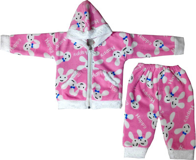 Shreesai Baby Boys & Baby Girls Casual Jacket Pyjama(PINK)
