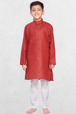 Shiwam Ethnix Boys Printed Straight Kurta(Red)