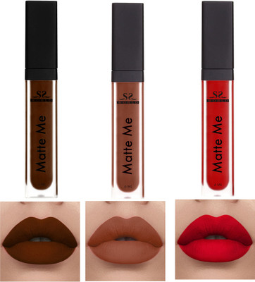 SSworld SUPPER STAY LIQUID MATTE LIPSTICK COMBO OF 3(BOLD BROWN_NUT BROWN_RED, 6 ml)