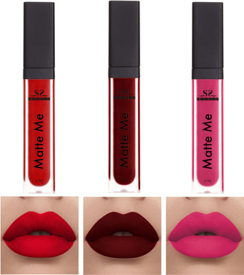 SSworld SUPPER STAY LIQUID MATTE LIPSTICK COMBO OF 3(RED_CHERRY_PINK POUT, 6 ml)