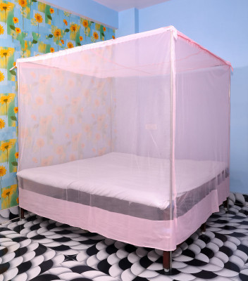 Fabrachana Cotton Adults Washable MP 105-Peach3 Mosquito Net(Peach, Bed Box)