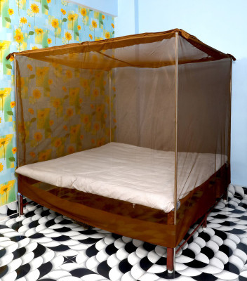 Fabrachana Cotton Adults Washable MP 101-Khaki3 Mosquito Net(Brown, Bed Box)
