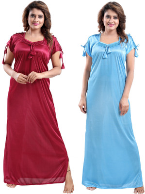 LIFE-TALE Women Nighty Set(Dark Blue)