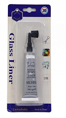 KRAFTMASTERS Glass Liner Colors 3D Glass Color 21ml x 1 Tubes With Silver Color (Pack Of 1)(Set of 1, Multicolor)