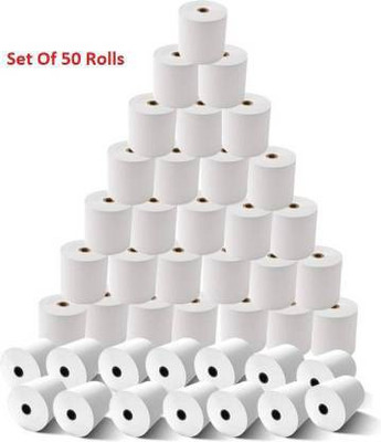 True-Ally 57MM x 15 mtr (2Inch) (55 GSM) Thermal Paper roll Ideal for Billing, POS Machine (TA-POS5715) (57mm x 15mtr - 50 Rolls) Unruled A3 55 gsm Thermal Paper(Set of 50, White)