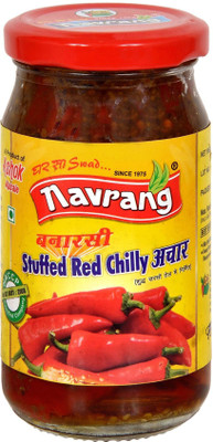 NAVRANG Organic Homemade Stuffed Red Chilly Pickle Achaar I Traditional Achar | Taste of King Trust of Quality Red Chilli Pickle(200 g)