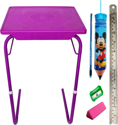 sai praseeda PouchSharpnerEraserMetalScalePencil Plastic Portable Laptop Table(Finish Color - PINK, DIY(Do-It-Yourself))