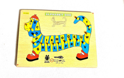PETERS PENCE WOODEN DOG ALPHABET PUZZLE BOARD FOR KIDS PRE PRIMARY EDUCATION(26 Pieces)