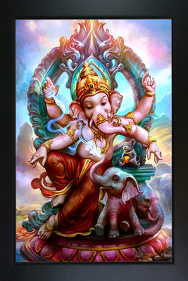 RV SALES ganesh ji photo frame for puja room & wall WxH: 10x14 Religious Frame