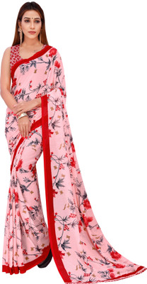 kashvi sarees Floral Print Daily Wear Georgette Saree(Pink)